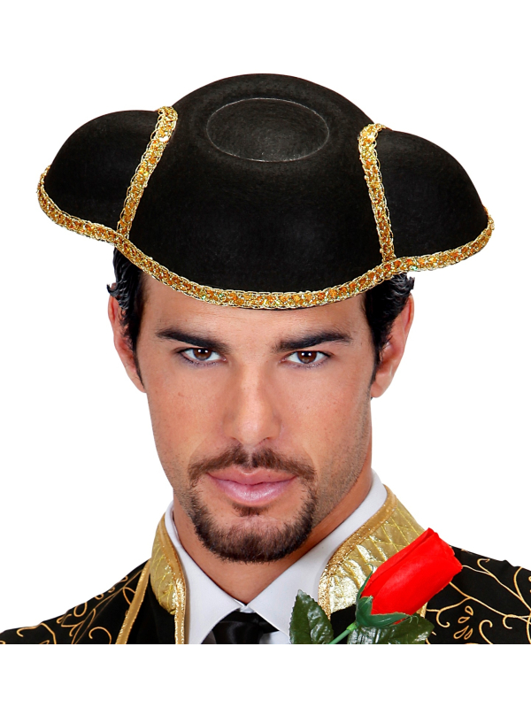 Chapeau Toréador en feutre noir et galon doré