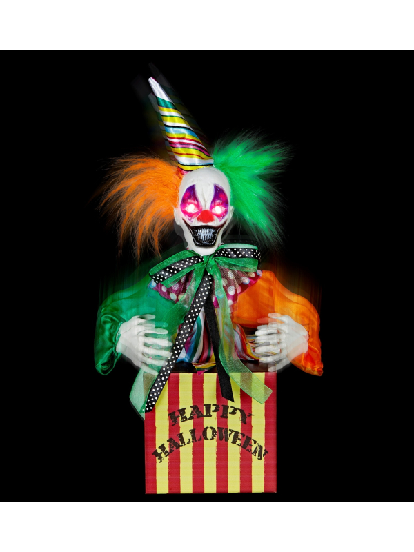 Boite à clown avec ressort, Leds et rires