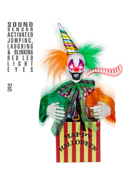 Boite à clown avec ressort, Leds et rires