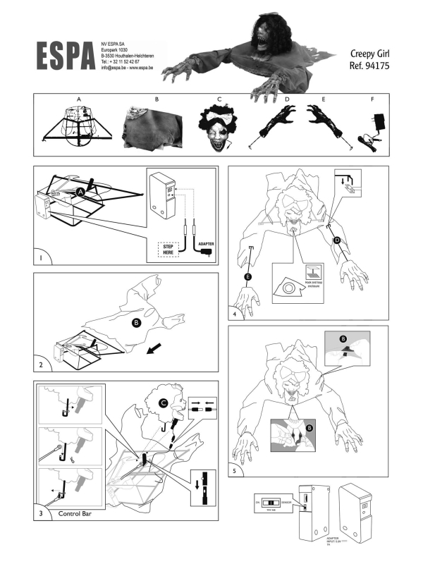 Automate halloween, fille terrifiante qui rampe