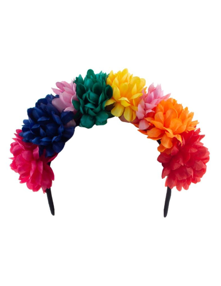 Serre-tête fleurs multicolores, jour des morts femme