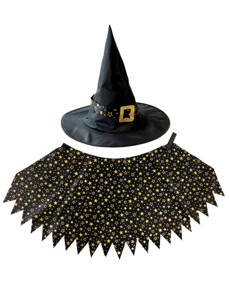 Set sorcière enfant chapeau et cape (3-5 ans)