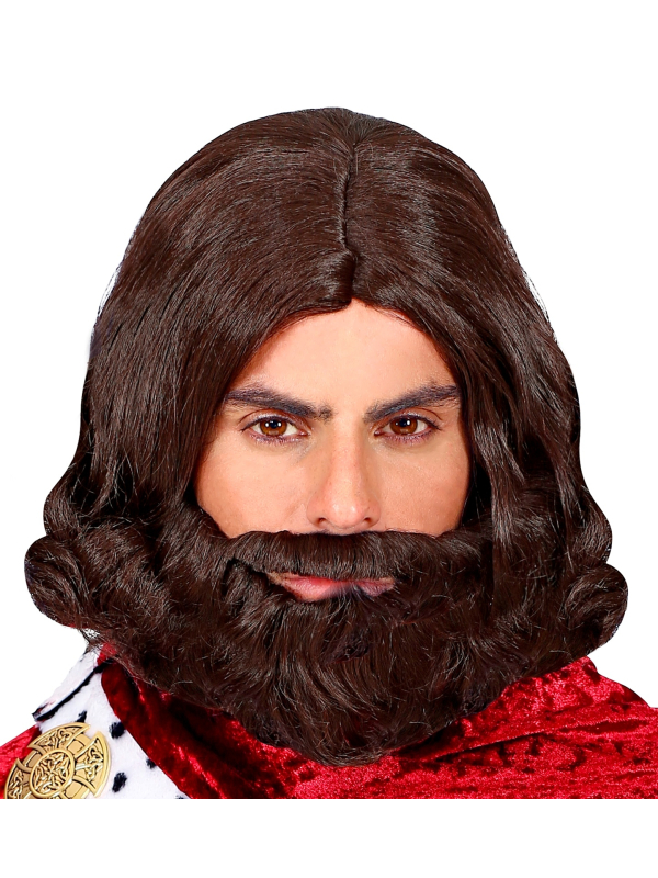 Perruque Roi Médiéval avec barbe