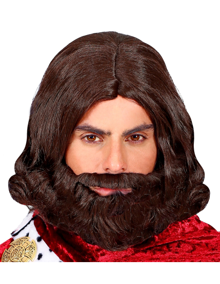Perruque Roi Médiéval avec barbe