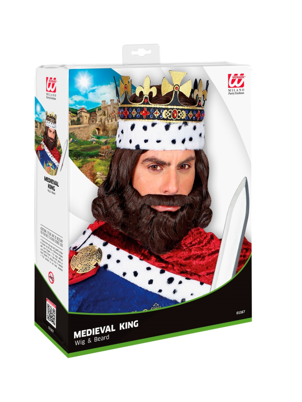 Perruque Roi Médiéval avec barbe