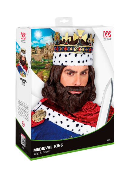 Perruque Roi Médiéval avec barbe