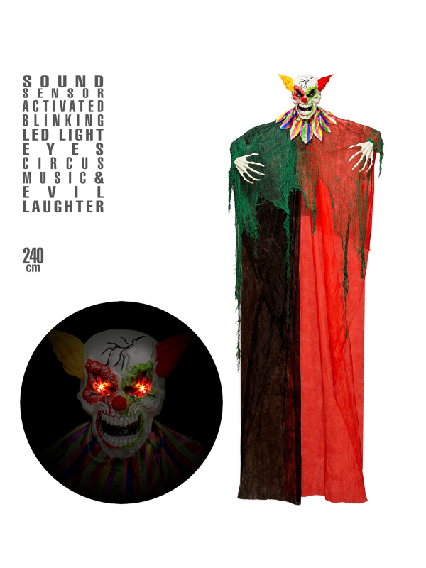 Déco Clown Halloween 240 cm avec lumière et son
