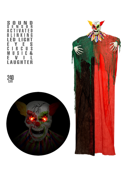 Déco Clown Halloween 240 cm avec lumière et son