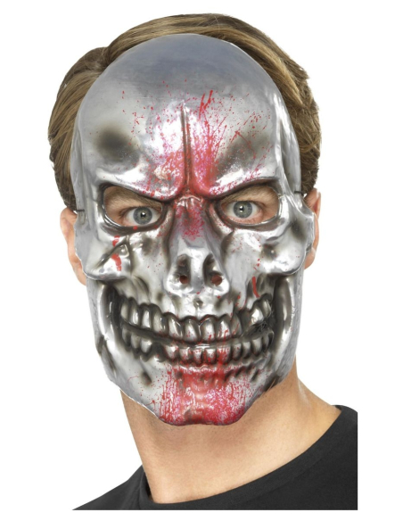 Masque crâne taché de sang, plastique