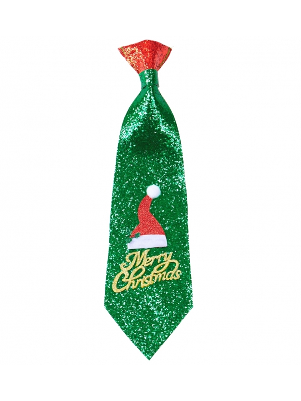 Cravate de Noël verte Merry Christmas