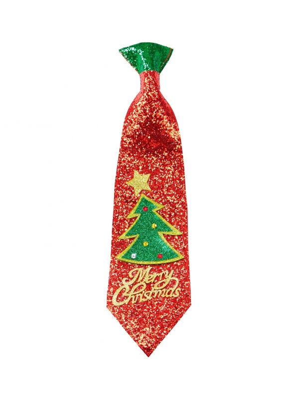 Cravate de Noël rouge Merry Christmas