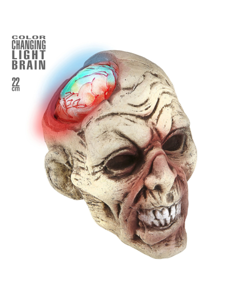 Tête de Zombie 22 cm avec cervelle lumineuse