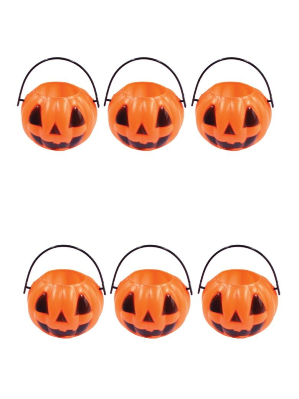Lot de 6 seaux à bonbons citrouilles (6 cm)