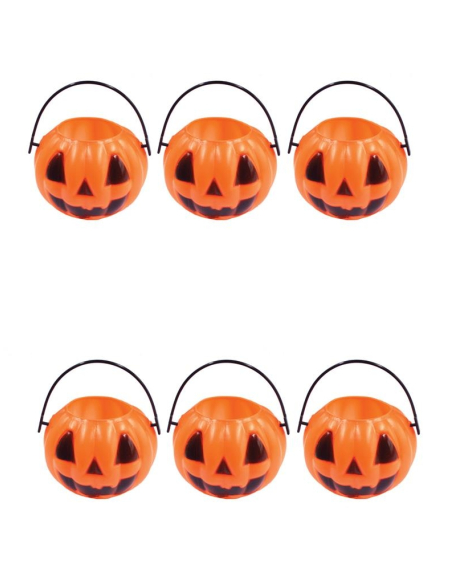 Lot de 6 seaux à bonbons citrouilles (6 cm)