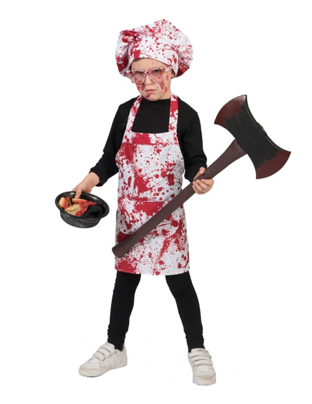 Kit Chef Cuisinier sanguinaire, enfant (toque et tablier)