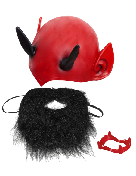 Set Diable avec coiffe, barbe et dentier