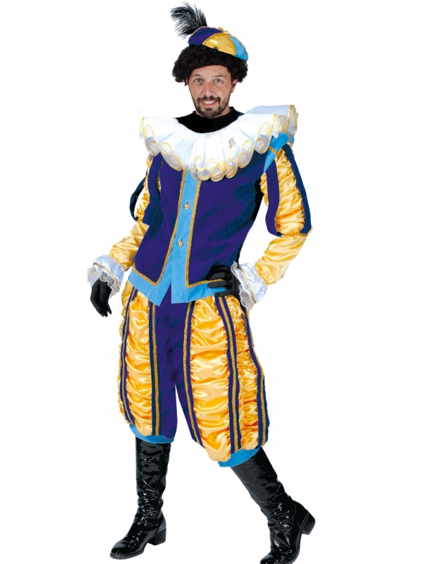 Costume Baroque homme luxe bleu et jaune
