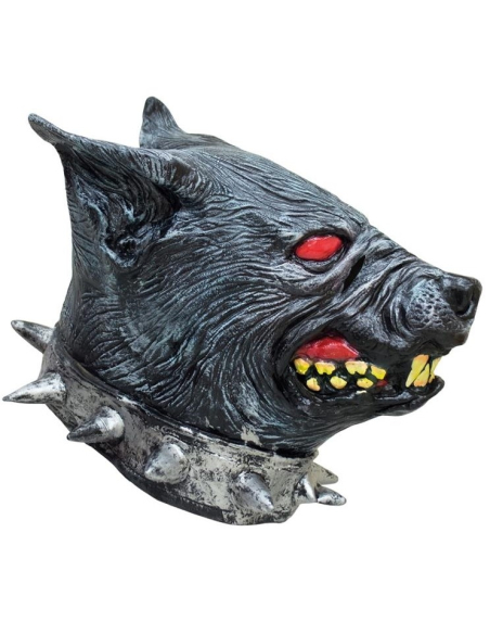 Masque intégral de loup avec collier en latex