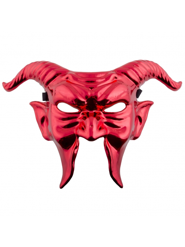 Demi-masque diable rouge avec cornes en pvc