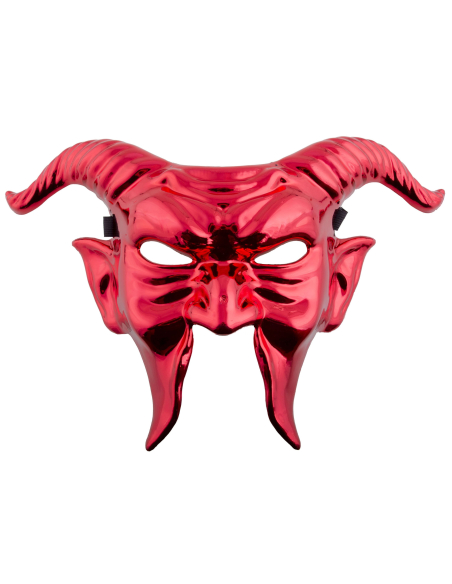 Demi-masque diable rouge avec cornes en pvc
