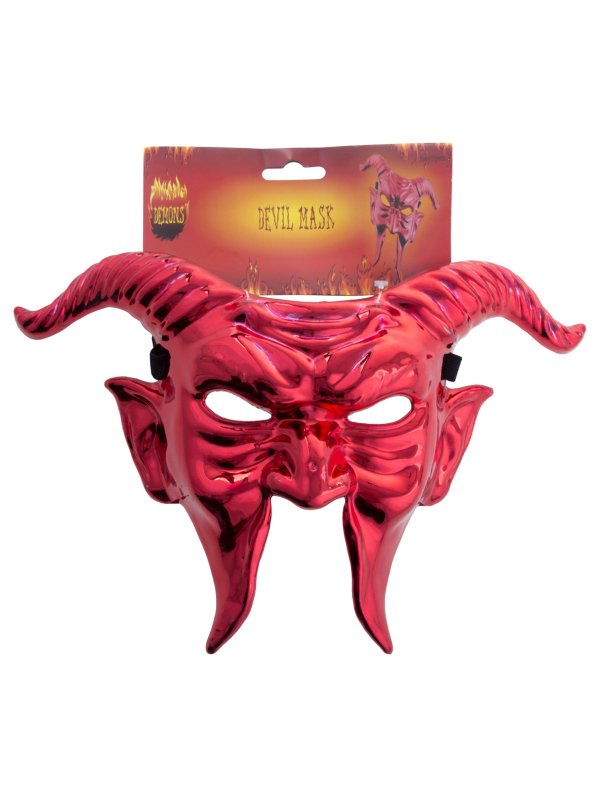 Demi-masque diable rouge avec cornes en pvc