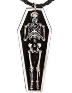 Collier avec pendentif cercueil avec squelette