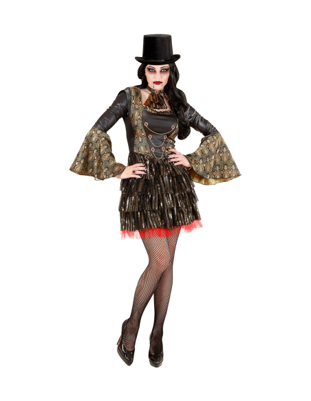 Déguisement Gothique femme noir et or avec jabot