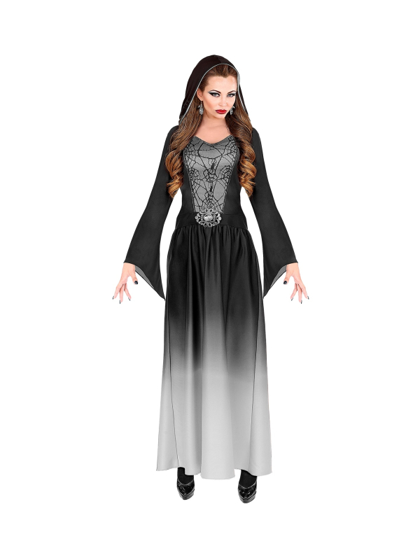 Déguisement prêtresse gothique femme noir et gris