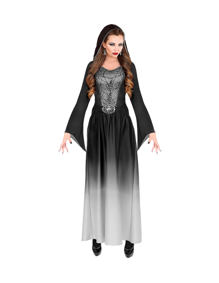 Déguisement prêtresse gothique femme noir et gris