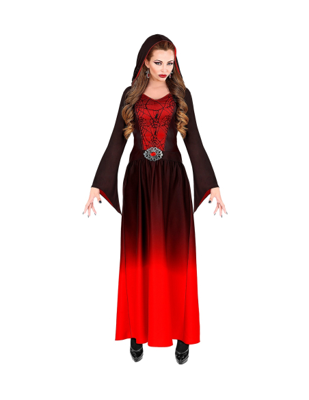 Déguisement prêtresse gothique femme noir et rouge