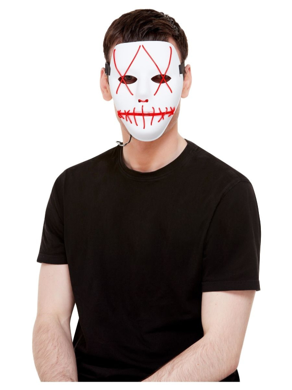 Masque Lumineux Halloween Coutures – Masque LED Visage Effrayant