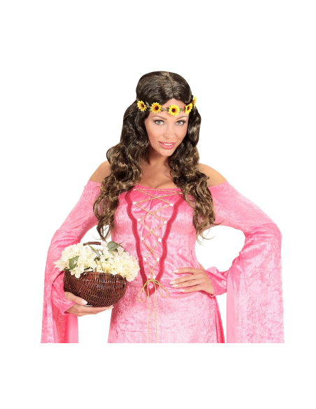 Perruque brune femme - Médiéval/Hippie