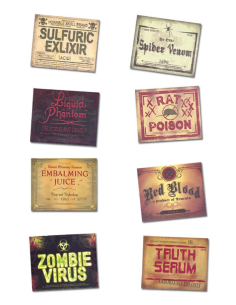 8 étiquettes bouteille (virus, poison Halloween) 2