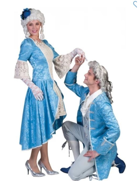 Déguisement Baroque femme bleu avec dentelle taille L