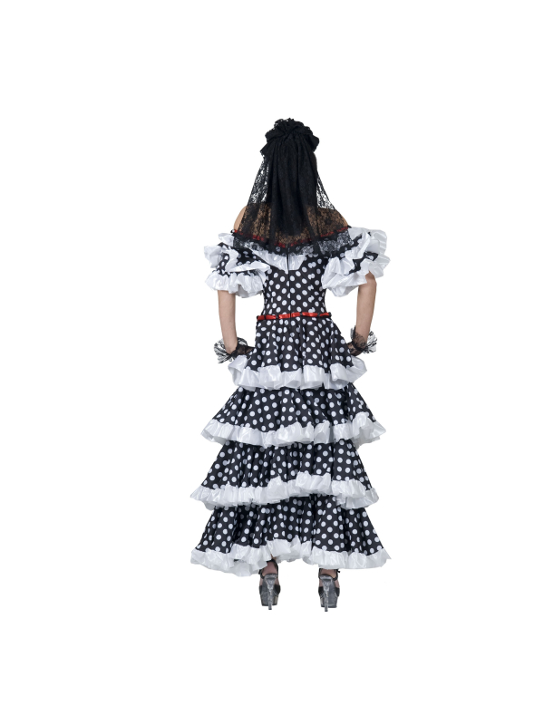 Robe Flamenco femme bleu à pois