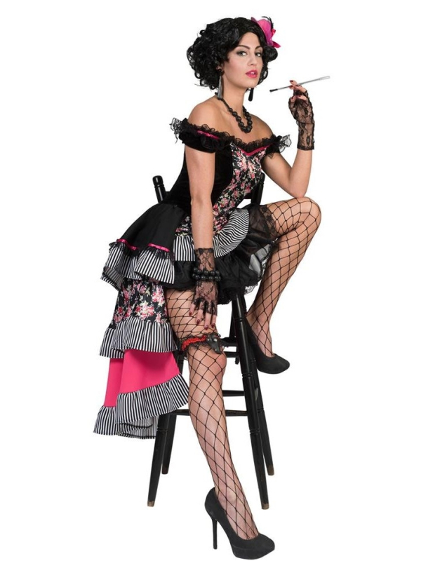 Déguisement Saloon femme sexy - rose & noir