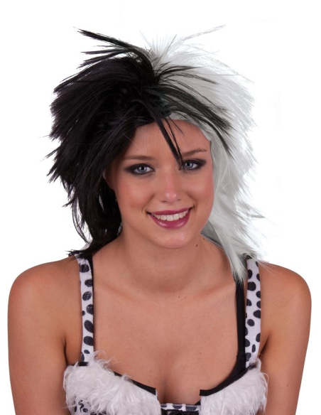Perruque Cruella noir et blanche