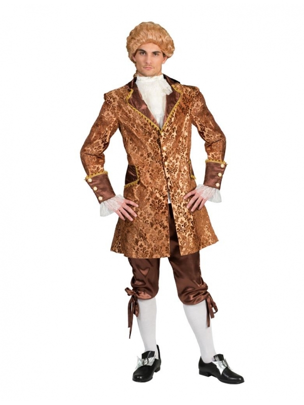 Déguisement Baroque, marquis marron (veste, pantalon et jabot)