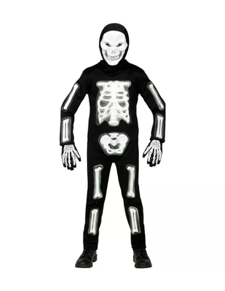 Déguisement Squelette 3D garçon (combinaison, masque et gants)