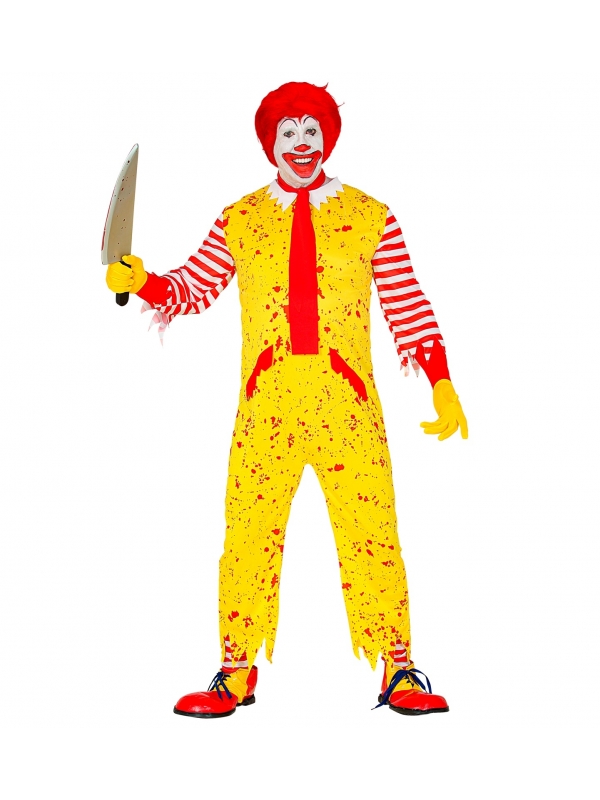 Déguisement Clown tueur jaune avec surchaussures et cravate