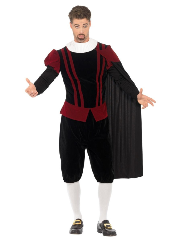 Costume Lord Tudor luxe (haut, pantalon, cape et collerette)