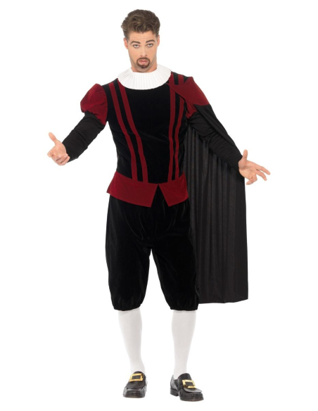 Costume Lord Tudor luxe (haut, pantalon, cape et collerette)