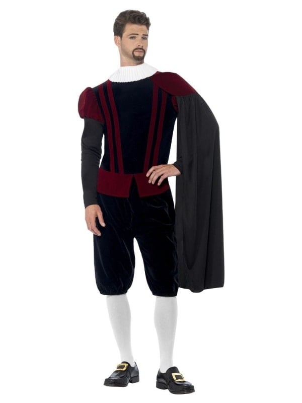 Costume Lord Tudor luxe (haut, pantalon, cape et collerette)