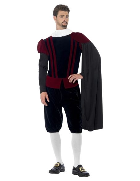 Costume Lord Tudor luxe (haut, pantalon, cape et collerette)