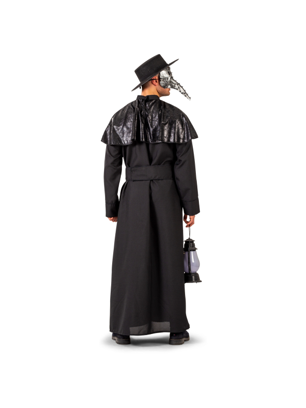 Déguisement médecin de la peste, noir manteau et chapeau