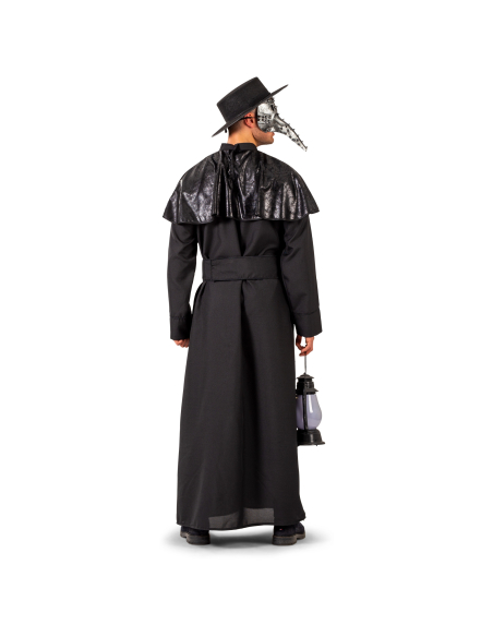 Déguisement médecin de la peste, noir manteau et chapeau