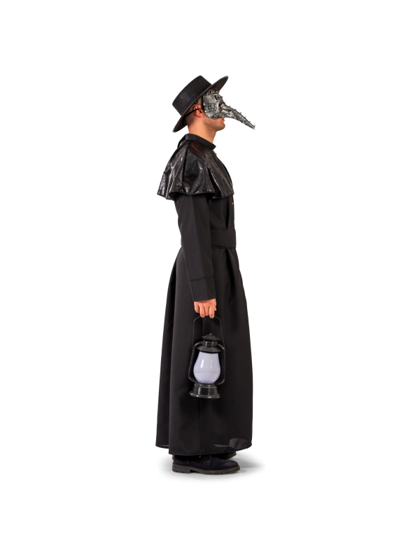 Déguisement médecin de la peste, noir manteau et chapeau
