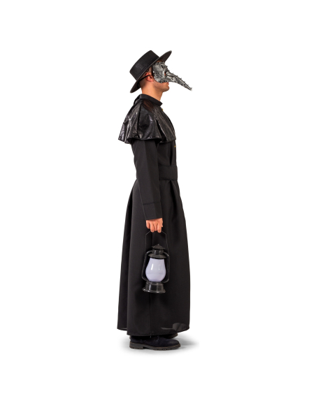 Déguisement médecin de la peste, noir manteau et chapeau