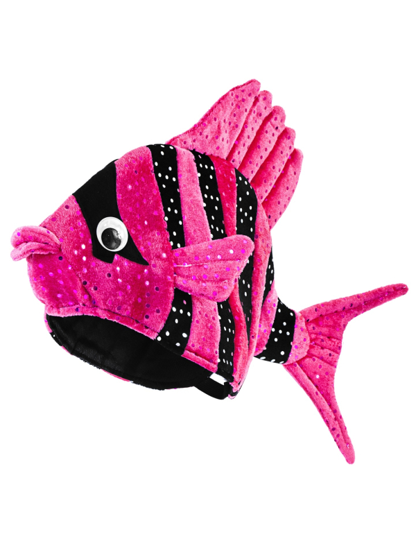 Chapeau poisson tropical rosse et noir - Adulte