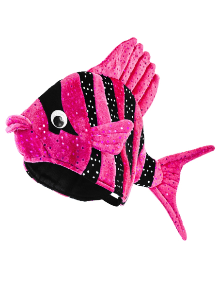 Chapeau poisson tropical rosse et noir - Adulte